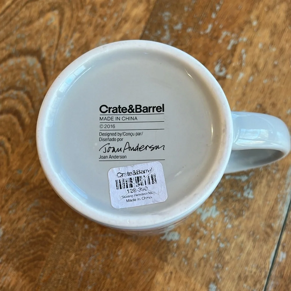 Crate & barrel reindeer mug Joan Anderson